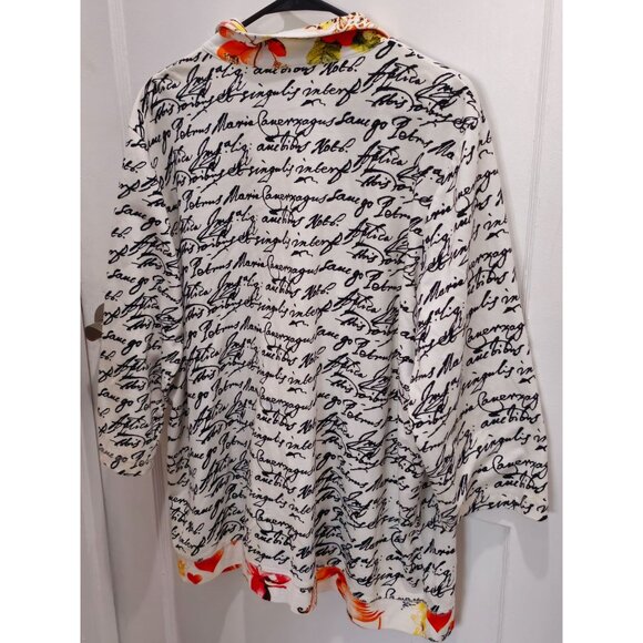 T/O Thomas & Olivia Women's 1XL Zip Up Jacket Handwriting Artsy Art2Wear Boho - Picture 12 of 15